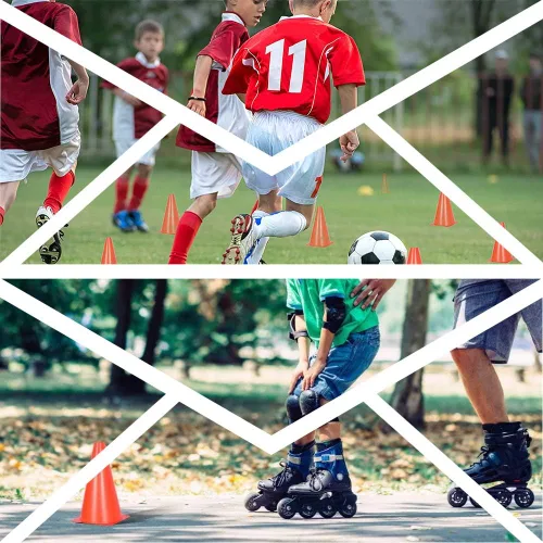 Vista 7 de 20 conos de agilidad de plástico de 7 pulgadas para niños, mini conos de construcción de seguridad de tráfico para fiestas, ejercicios, baloncesto