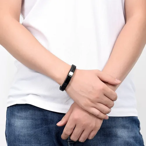 Vista 6 de Imrsanl Pulsera de urna de cremación para cenizas para mujeres y hombres, pulsera de urna de cuero trenzado conmemorativo para cenizas humanas