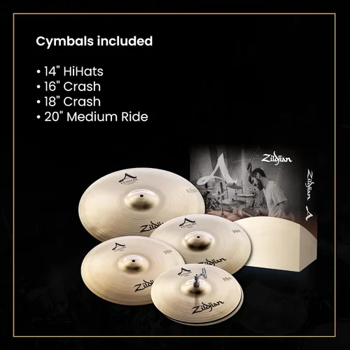 Vista 2 de Avedis Zildjian Company Set de la Serie A - Hats de 14", Crash de 16", Med Ride de 20", Crash de 18