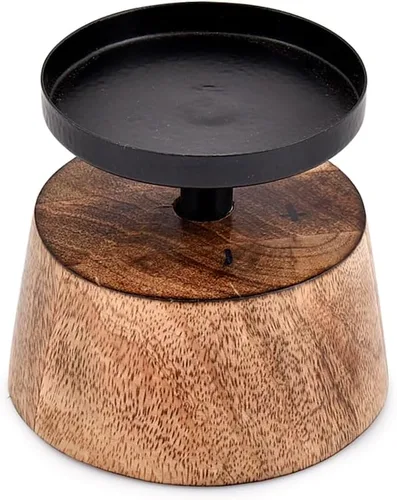 Vista 3 de Portavelas de granja, placa de hierro para repisa, mesa de comedor, centro de mesa, cafetería, regalo ideal o cualquier centro de mesa