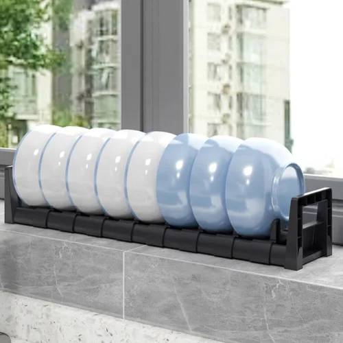 Vista 3 de Kichvoe Escurridor de platos ajustable para gabinete y bandeja de secado para encimera de cocina, elegante material de PP