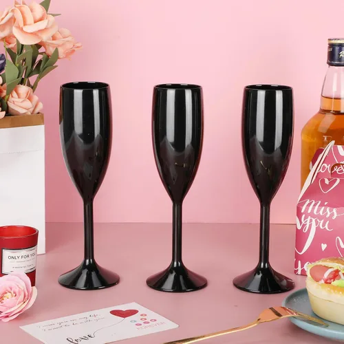 Vista 8 de Domensi 60 Flautas de Champán a Granel de 6 oz, Copas de Vino Acrílicas de Navidad, Cálices para Brindar Irrompibles de Plástico con Tallo Alto