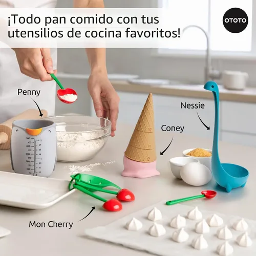 Vista 8 de OTOTO Coney - Juego de tazas medidoras de helado – Juego de tazas medidoras de plástico desmontables para hornear y cocinar, bonitas tazas medidoras