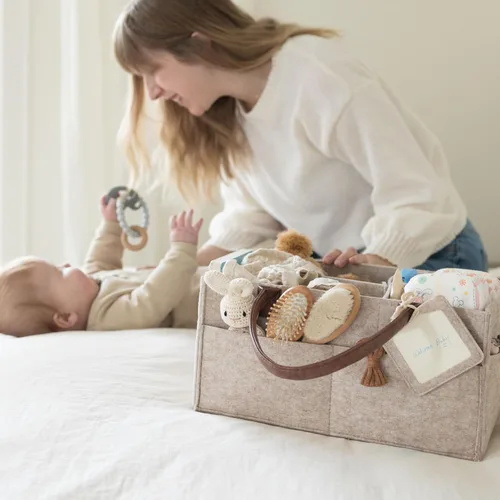 Vista 6 de Lily Miles Organizador de pañales para bebé, cesta de almacenamiento para recién nacidos, regalo neutro para baby shower, imprescindible