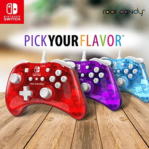 Vista 12 de Rock Candy Wired Gaming Switch Pro Controller - Blu-merang Blue Clear - Licensed by Nintendo - OLED Compatible - Compact, Hard Transparent Plastic