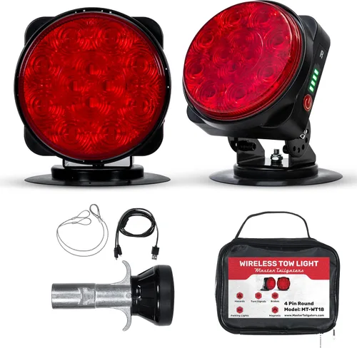 Vista 14 de Master Tailgaters Barra de luz inalámbrica de remolque de 19 pulgadas LED ultra brillante Luces de señal multifuncionales Montaje magnético