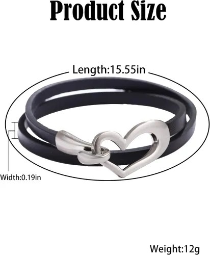 Vista 6 de choice of all Pulseras de cuero para mujer, collar de pulsera de cuero con dije de corazón de moda, collar de cuero para mujer