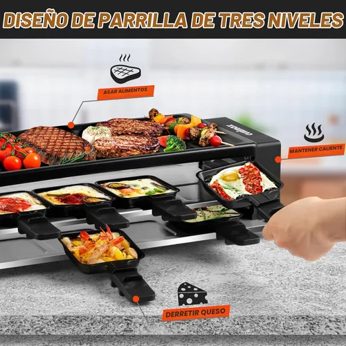 Vista 4 de CUSIMAX Raclette Grill Parrilla coreana de barbacoa, parrilla de mesa portátil con placa antiadherente, control de temperatura ajustable, parrilla