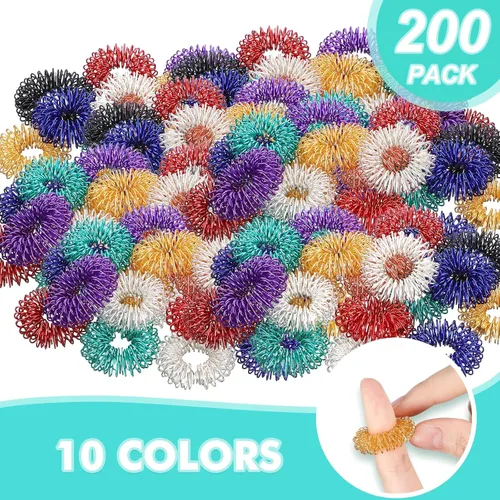 Vista 2 de Nuogo - 200 anillos de acupresión para aliviar el estrés, juguetes sensoriales para aliviar la ansiedad, reductor de estrés para hombres, mujeres