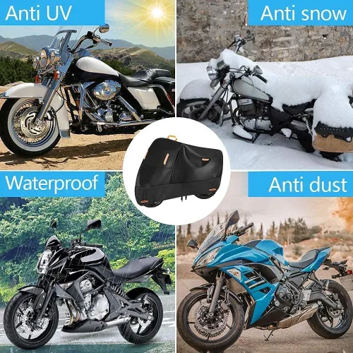 Vista 6 de Funda Oxford 300D para motocicleta, resistente a prueba de desgarros, impermeable, protección al aire libre (86 pulgadas)
