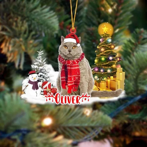 Vista 139 de NAZENTI Adorno personalizado de gato abisinio con árbol de pino, adorno de Navidad personalizado para perros amantes de las mascotas, colgante