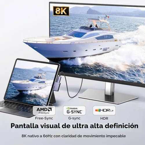 Vista 2 de UGREEN Adaptador USB C a DisplayPort 1.4 8K @60Hz con PD 100W carga rápida