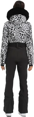 Vista 2 de GSOU SNOW Traje de esquí para mujer, traje de nieve de una pieza, para snowboard, delgado, aislante, impermeable, resistente al viento