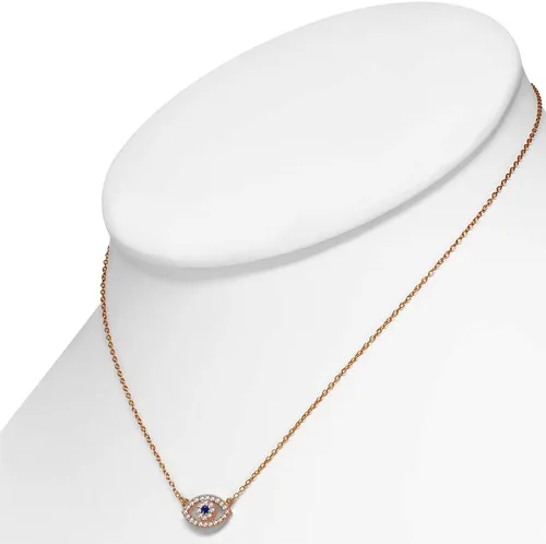 Vista 11 de Collar con colgante CZ mal de ojo azul blanco de plata de ley 925