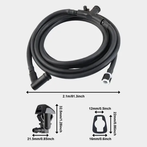Vista 2 de Kit de boquillas de limpiaparabrisas compatible con manguera de chorro y líquido para lavadora F550 F450 F350 F250 con conector que reemplaza al OEM