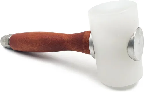 Vista 2 de Manija de madera de la cabeza de nylon T del mazo del martillo de talla de cuero 7,4 pulgadas Para artesanía en cuero, mazo de artesanía en cuero