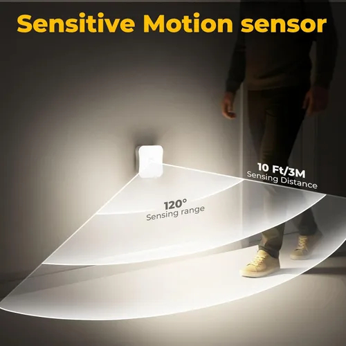 Vista 2 de Luz recargable con sensor de movimiento para interiores, luces de escalera recargables, lámpara de noche a batería, inalámbrica, se pega