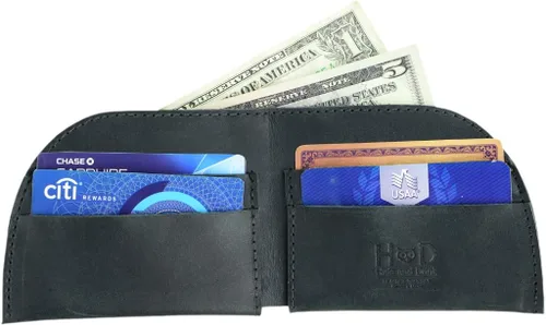 Vista 5 de Hide Drink Cartera plegable de cuero con bolsillo frontal capacidad para hasta 4 tarjetas más billetes planos organizador de efectivo accesorios