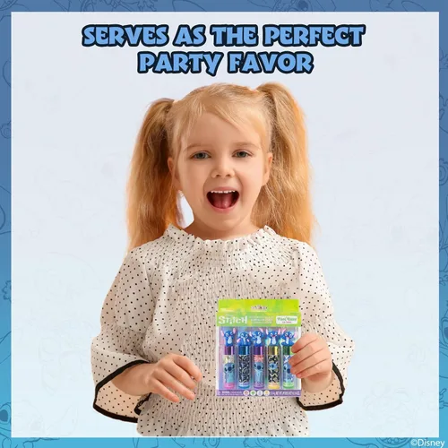 Vista 7 de Disney Stitch 5 piezas a base de plantas, set de bálsamo labial hidratante para maquillaje para niñas, niños y bebés, perfecto para fiestas, fiestas