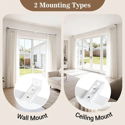 Vista 5 de Riel de cortina de techo – Riel telescópico resistente de 50 libras, montaje de techo y pared de instalación rápida para RV, dormitorio y baño, se