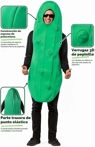 Vista 6 de Rasta Imposta - Disfraz de pepinillo, verde, talla única para la mayoría de los adultos