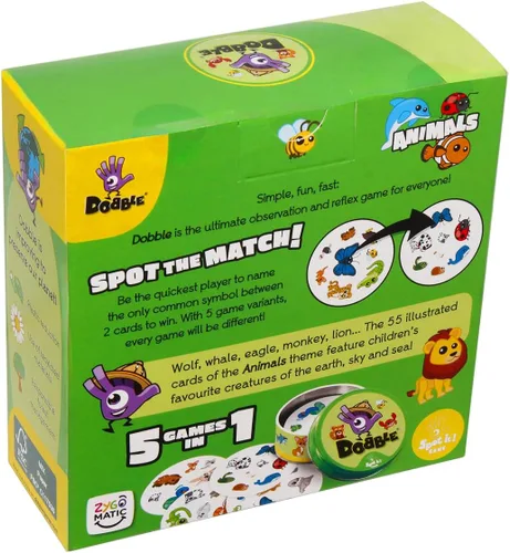 Vista 2 de Asmodee Dobble Animals Juego de cartas A partir de 4 años 2-8 jugadores 15 minutos de tiempo de juego