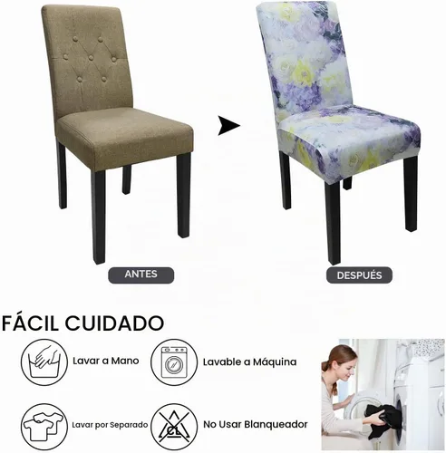 Vista 7 de Juego de 4 fundas para sillas de comedor, fundas elásticas Parsons, súper ajustadas, de elastano, extraíbles y lavables, para comedor, hotel