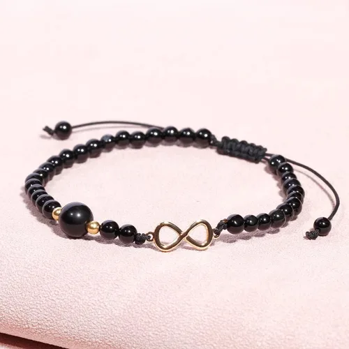 Vista 3 de Jewever Pulsera de cristal natural y piedras preciosas infinito para mujer, pulsera de amistad ajustable