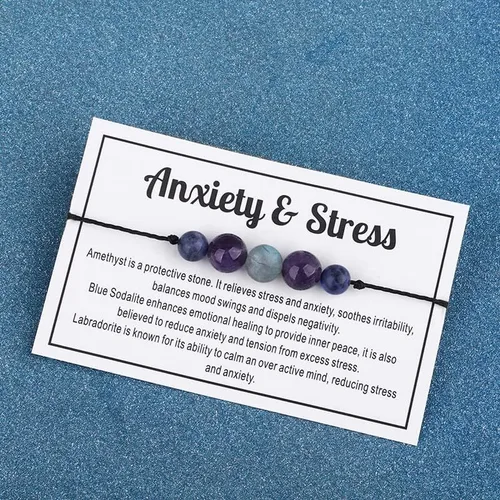 Vista 6 de Caiyao Pulsera de cristal curativo para mujeres y hombres, pulsera de cuentas de cristal curativo con ojo de tigre, amatista de 7 chakras, pulsera