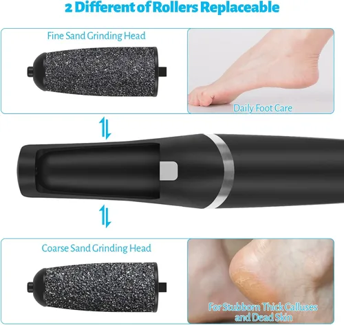 Vista 4 de Removedor eléctrico profesional de callos de pies, kit de herramientas de pedicura electrónico recargable, resistente al agua con 4 cabezales
