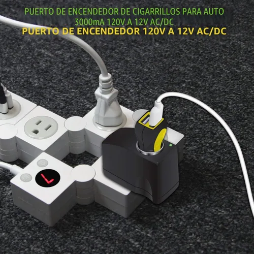Vista 4 de Cellet Convertidor de salida de CA a CC de 12 V. Alimentación CA/CC 110 V - 120 V CA a 12 V CC Convertidor de potencia para encendedor de 3 amperios