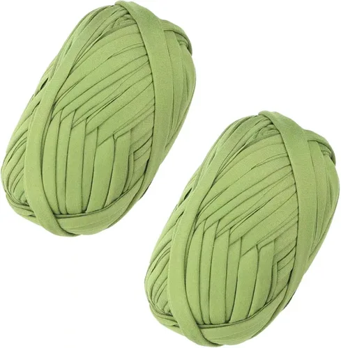 Vista 52 de 2 piezas de tela elástica para camisetas, hilo de crochet para tejer DIY, hilo de punto grueso tipo espagueti para proyectos de bolsos, mantas Aqua
