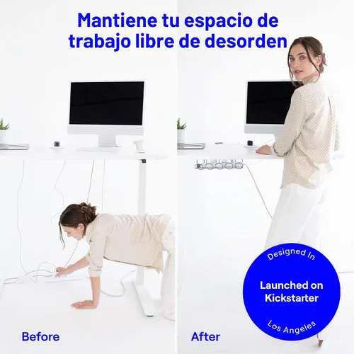 Vista 2 de CarryUp - Bandeja para cables debajo del escritorio para dormitorio, color Crema