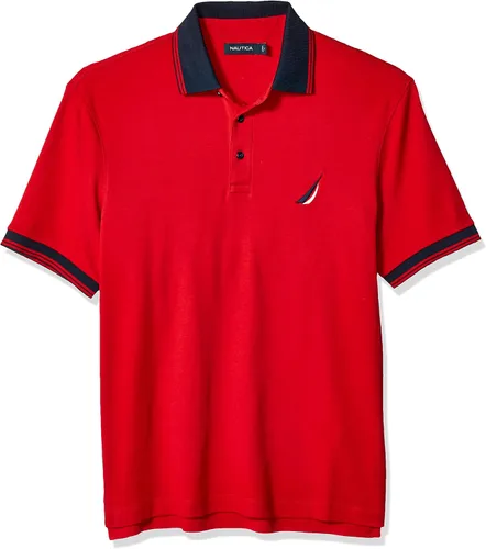 Vista 4 de Nautica Men's Short Sleeve 100% Cotton Tipped Polo Shirt