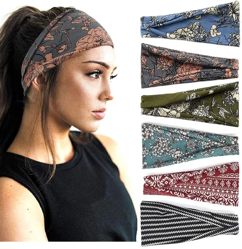 Vista 16 de TERSE Diademas para mujer, bandas de pelo de lunares de moda para yoga, entrenamiento, todos los días, bandas anchas y gruesas para la cabeza