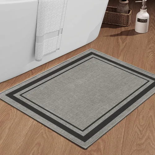 Vista 58 de chakme Juego de 2 alfombras de baño ultrafinas, absorbentes, antideslizantes, lavables a máquina, color beige oscuro, 17 x 24 pulgadas + tapete