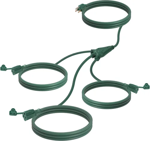 Vista 16 de EP 12 FT 16/3 SJTW - Cable de extensión para interiores, 1 a 3, divisor de Máximo 6 pies de extremo a extremo (12 pies en total) 3 clavijas