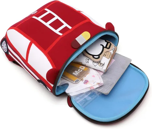 Vista 3 de JIHUBEAR Mochila para niños pequeños con forma de coche, Camión de combate S-fire, Moderno