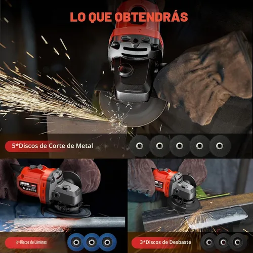 Vista 7 de Amoladora angular de 4-1/2 pulgadas inalámbrica compatible con batería Milwaukee de 18 V/M18, amoladora eléctrica de 6 velocidades variables