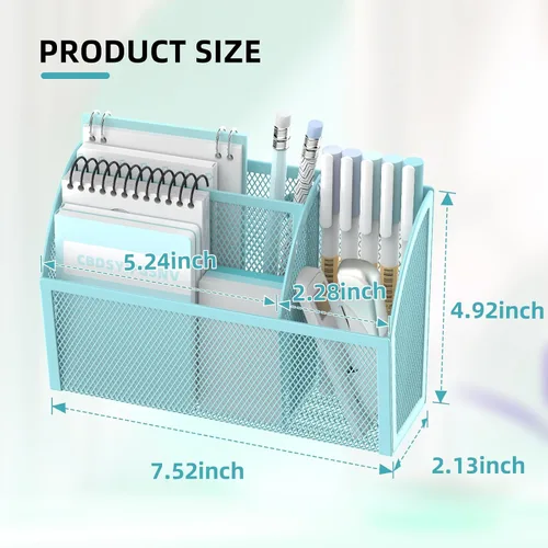 Vista 6 de DALTACK Soporte magnético para lápices, estante de malla de 3 rejillas para pizarra blanca, refrigerador y casillero, organizador para el hogar