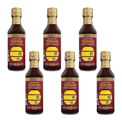 Vista 41 de San-J - Paquete variado Spice of Life - Teriyaki, salsa de naranja, szechuan, maní tailandés - Salsas de cocina sin gluten - Sin OGM - Botellas