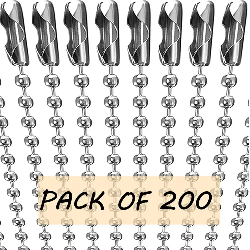 Vista 3 de H&W 100 cadenas de cuentas de 4 pulgadas con cierre de conector, cadena de bola de acero inoxidable, llavero de cadena de bolas de acero inoxidable