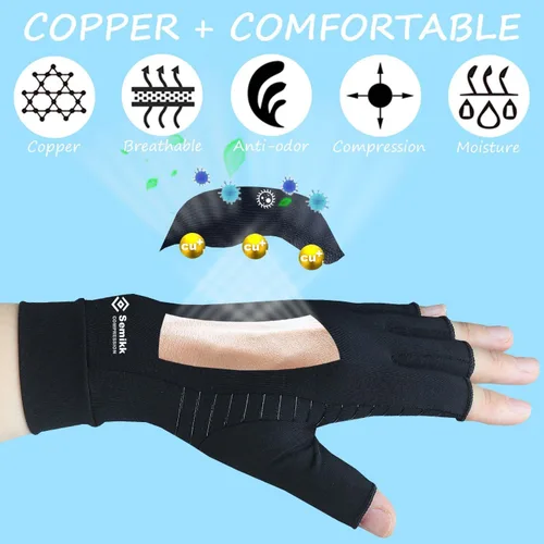 Vista 4 de 2 pares de guantes de compresión para mujeres y hombres, guantes de cobre para artritis reumatoide, osteoartritis, túnel carpiano, alivio del dolor