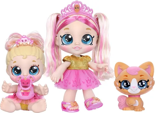 Vista 9 de Kindi Kids Aromática Sisters Pawsome Royal Family - Muñeca de Juego Preescolar de 10": Tiara Sparkles, Baby Kindi de 6.5": Teenie Tiara, y Kindi