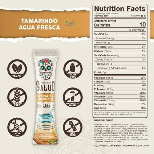 Vista 2 de Salud Variety Paquete de 3 Hidratación 2 en 1 + Inmunidad (Tamarindo), Energía + Enfoque (lima de pepino) y calma + sueño (almuerzo) – 15