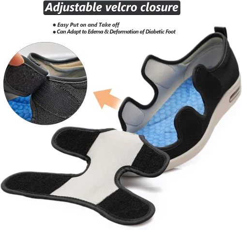 Vista 3 de W&LESVAGO Zapatos diabéticos de ancho ancho para mujer, cojín de aire, ligero y cómodo sandalias para caminar para ancianos hinchados pies vendados