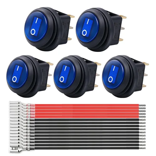Vista 18 de Twidec Interruptor basculante redondo de 12 V de 12 V de encendido y apagado AC 6A/250 V 10 A/125 V SPST 2 pines 2 posiciones 12 voltios DC círculo