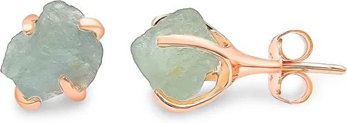 Vista 88 de Aretes de piedra preciosa natural en bruto con oro rosa sobre plata de ley 925, 6 a 0.276 in, regalo de piedra de nacimiento de calidad genuina