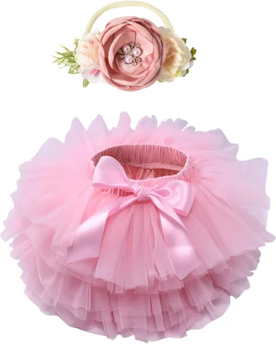 Vista 14 de Tutu.kk Falda tutú para niña pequeña con funda para pañales, vestido de tutú suave para bebé de 0 a 36 meses con diadema de flores 1-Beansand