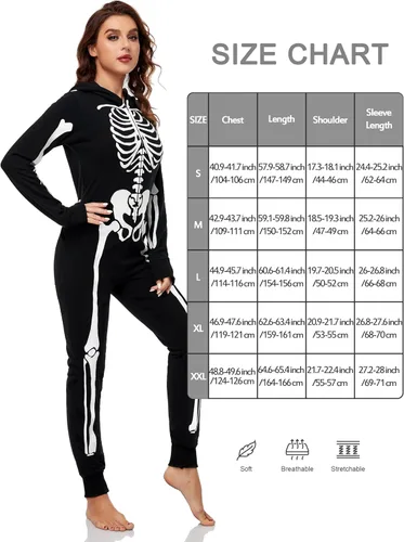 Vista 2 de URATOT Disfraz de esqueleto para mujer que brilla en la oscuridad para Halloween